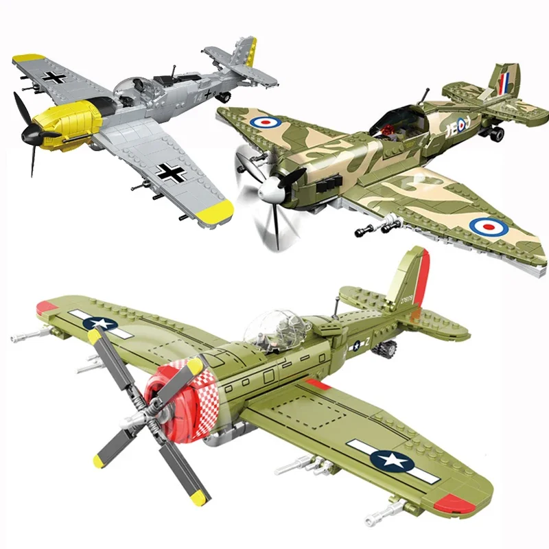 Retro Gaming Lego - Różne rodzaje klocków konstrukcyjnych myśliwca P47,